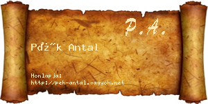 Pék Antal névjegykártya